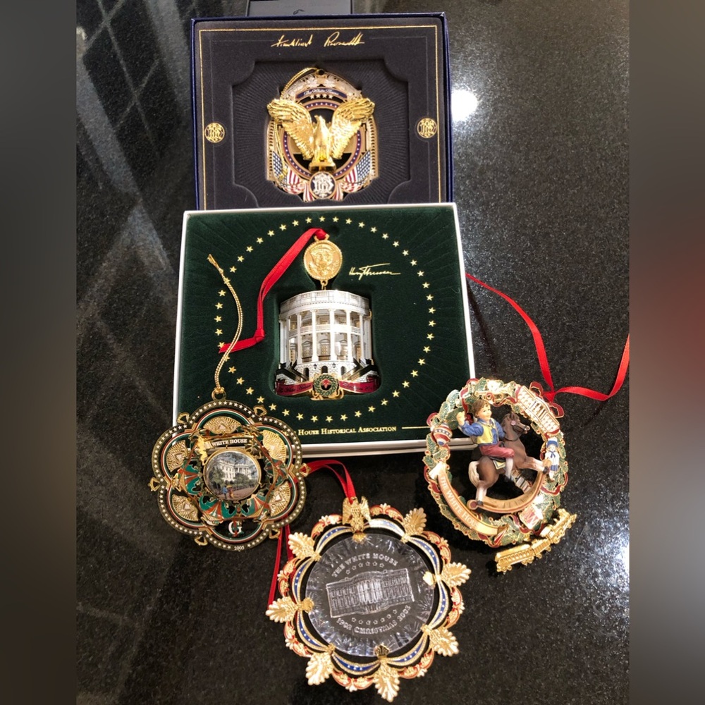 5 White House Christmas ornaments: 2002, 2003, 2005, 2017, 2018,